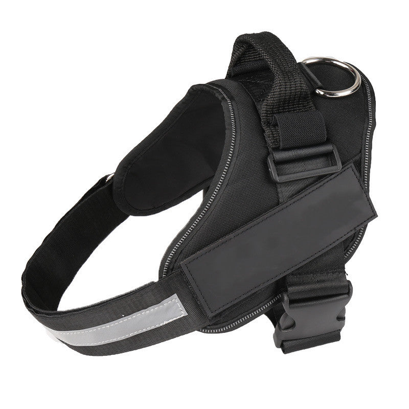 Padded adjustable dog harness in black for daily walks
